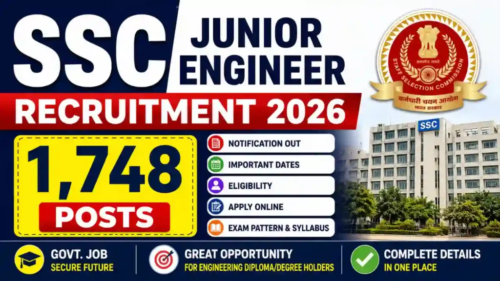 SSC Junior Engineer Recruitment 2026 Apply for 1748 Posts